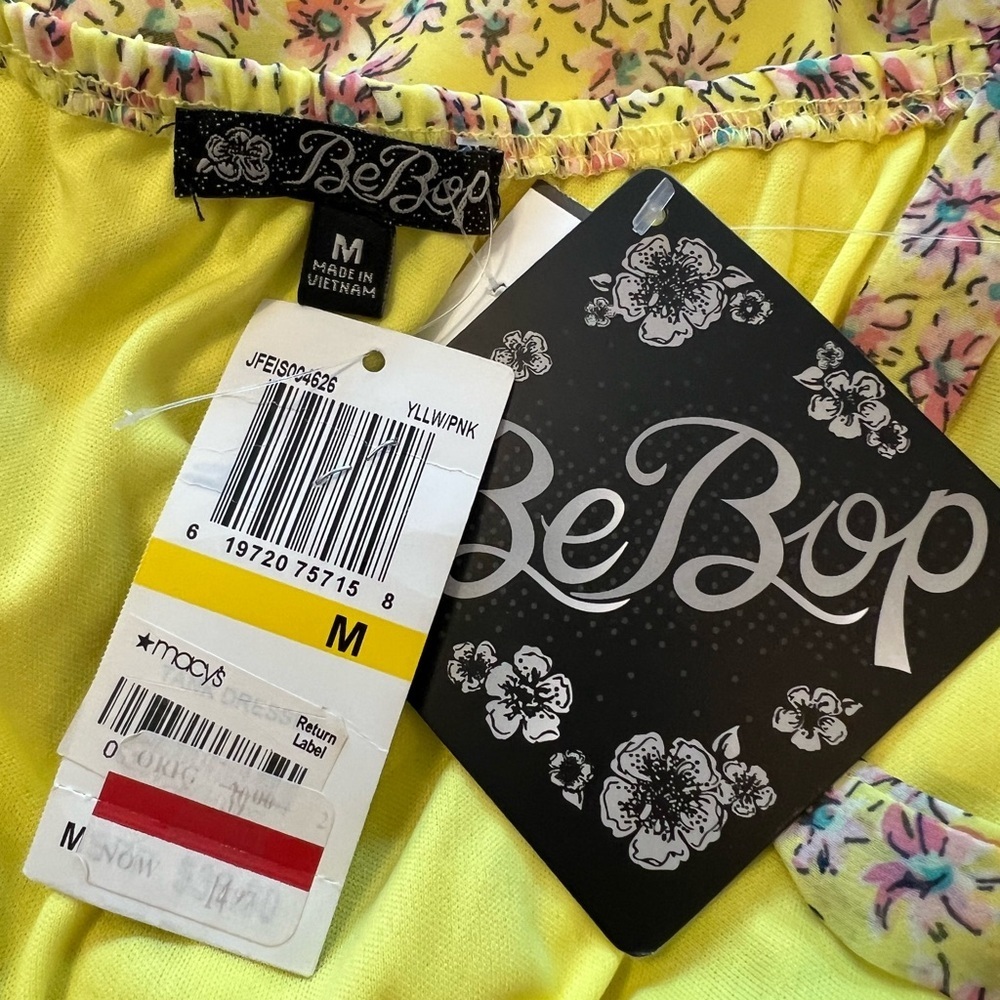 NWT BeBop Yellow Floral Dress M - Picture 2 of 8